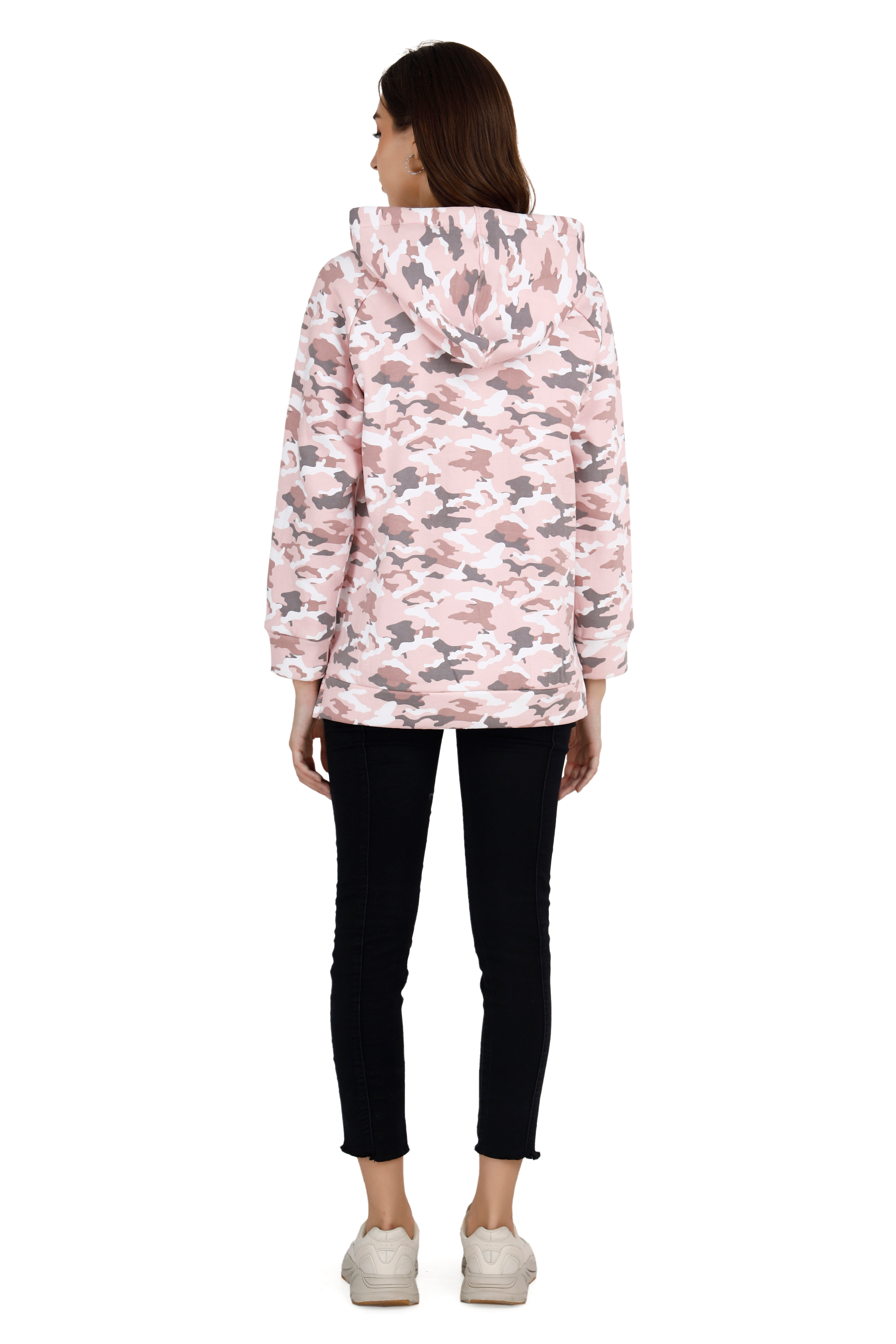 Women's Pink Army Camo Hoodie thumbnail 5